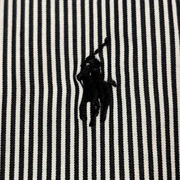 Polo Ralph Lauren Men’s Black & White Pinstripe Button-Down Shirt L EUC - Picture 4 of 6